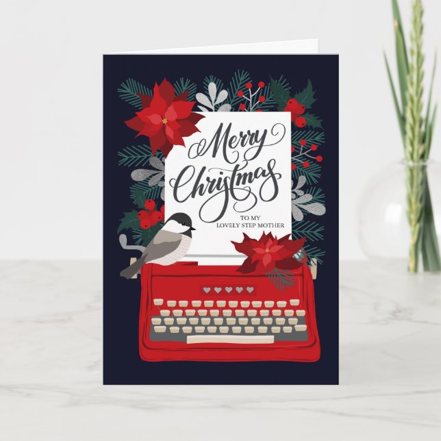 God Jul Styvmor | Vintage skrivmaskin  Kort (Framsida)