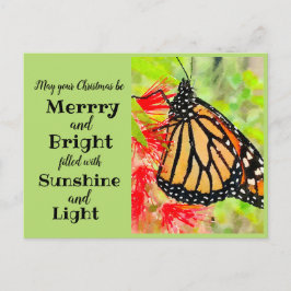 god jul Sunshine Monarch Butterfly Vykort