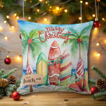 God jul surfboard på Beach Kudde<br><div class="desc">Ta din helgdag till kusten med vår AI-genererade Festive Beach-Théme-jul Dekorativ kudde. Den här roliga accentkudden har en levande design av jultorskplantor som tillrättavisar en sandstrand under en kraftig vinter himmel. Den är tillverkad av ett hållbart material och säkerställer både komfort och livslängd. Omvandla ditt livsrum till ett tropiskt uletidparadis...</div>