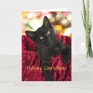 God Jul Svart Kattunge Högtid Gratulationskort Kort