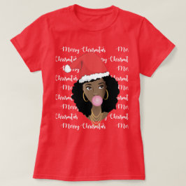 God jul, svart kvinna, rödtomat, gummi t shirt