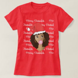 God jul, svart kvinna, rödtomat, gummi t shirt