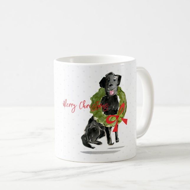 God jul Svart lab Hund Utandningsluftor Hoppdjur Kaffemugg (Framsida höger)
