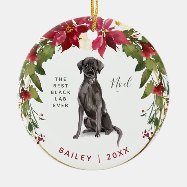 God jul svart lab | tillfogar din hund foto julgransprydnad keramik (Framsidan)