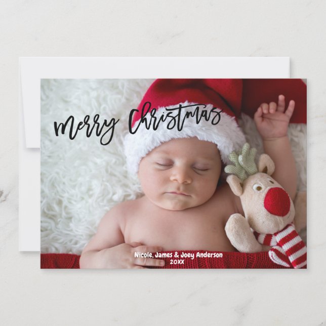God Jul Svart Modern Skrift Högtid Foto Julkort (Framsida)