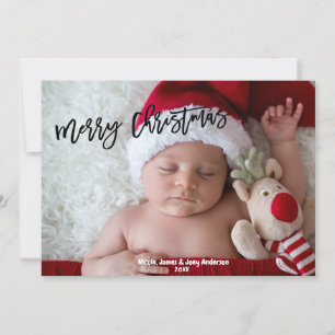 God Jul Svart Modernt Manuskript Julfotografi Julkort