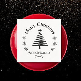 god jul, svart och vit, modern pappersservett