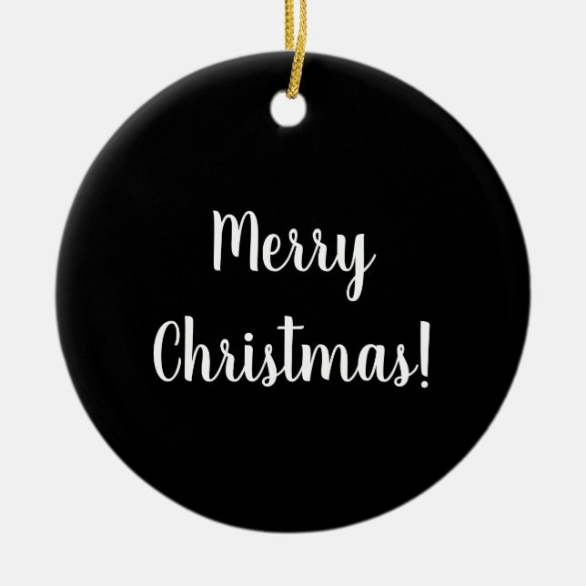 God Jul Svart och Vit Typografi Julgransprydnad Keramik (Framsidan)