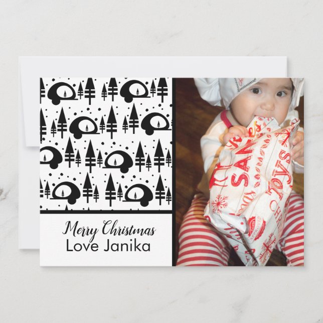 God Jul Svart och Vitt Fotohälsning Julkort (Framsida)
