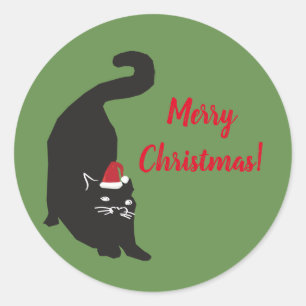 God Jul Svarta Katt Runt Klistermärke