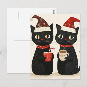 God Jul Svarta katter Vykort