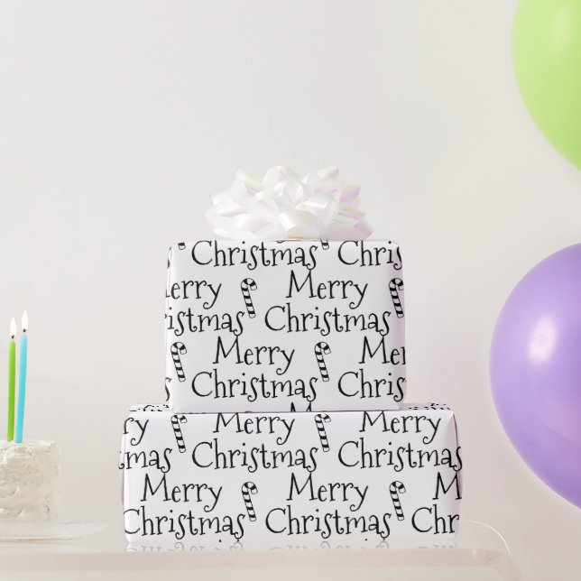 God jul svartvit candy cane anpassningsbar söt presentpapper (Festgåvor)