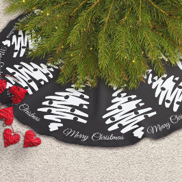 God jul Svartvit Elegant Modern Helgdag Julgransmatta Fusklinne