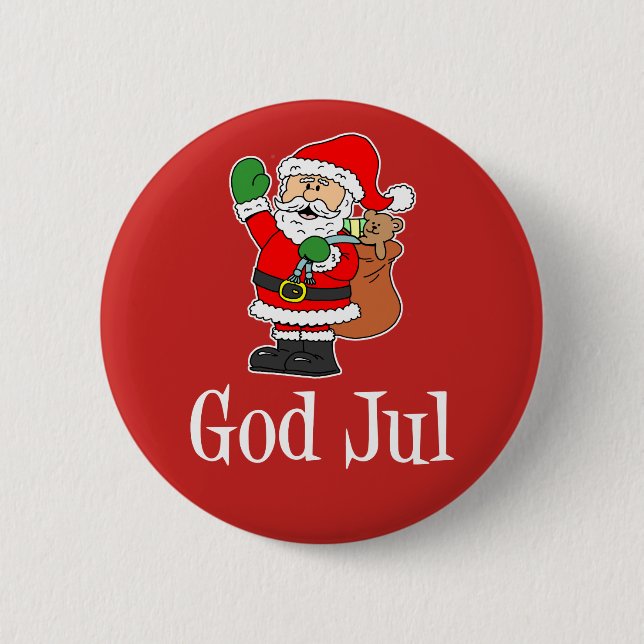 God Jul Svensk jultomtomten Button Knapp (Framsida)