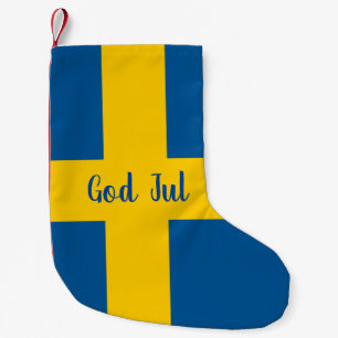 God Jul Svenska flagga av Sverigens jullager Liten Julstrumpa