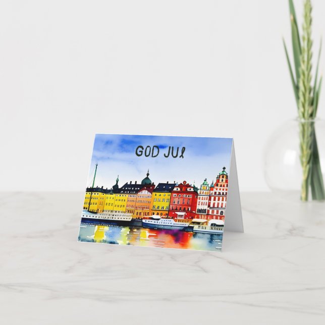 God Jul, svenska julen Kort (Framsida)