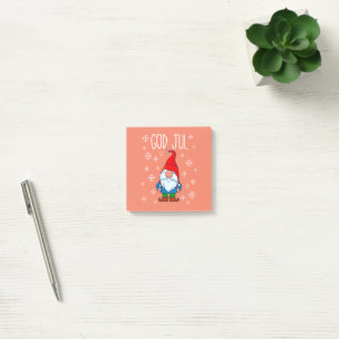 God Jul, Svenska Tomte Gnome, Skandinaviskt Merry Post-it Block