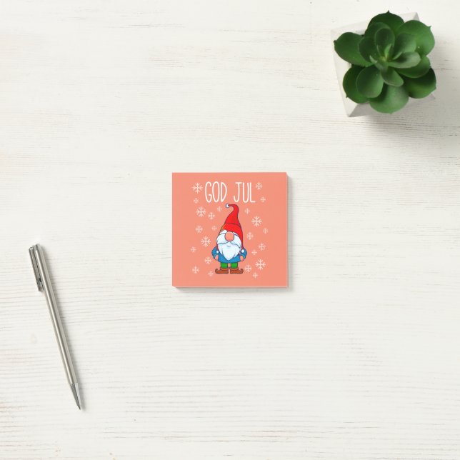 God Jul, Svenska Tomte Gnome, Skandinaviskt Merry Post-it Block (Kontor)