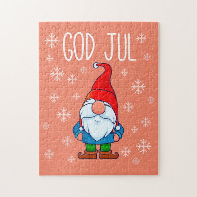 God Jul, Svenska Tomte Gnome, Skandinaviskt Merry Pussel (Vertikal)