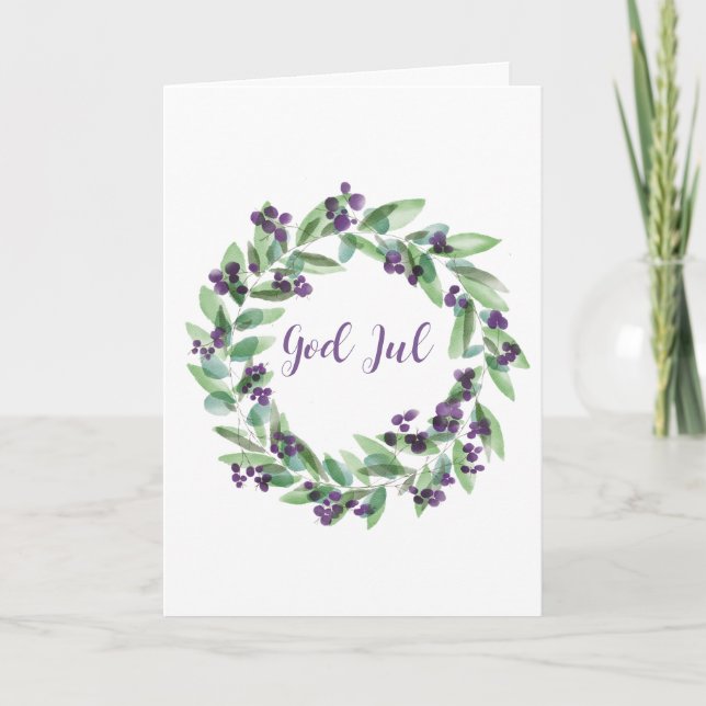 God Jul, svenskt Helgdag-kort för julkrans Helgkort (Framsida)