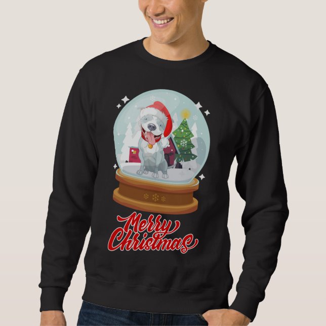 God jul Sweater Pitbull Älskare Lång Ärmad Tröja (Framsida)