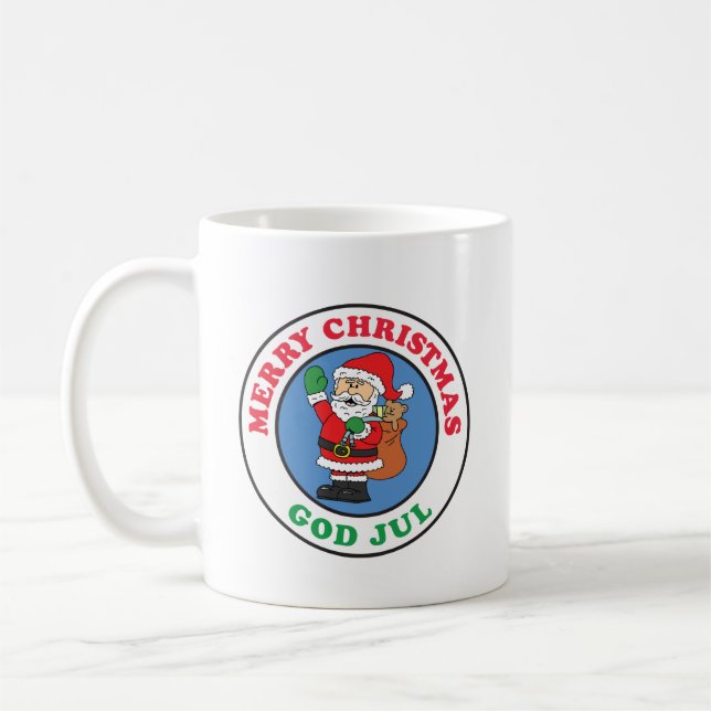 God Jul Swedish Christmas Santa Kaffemugg (Vänster)