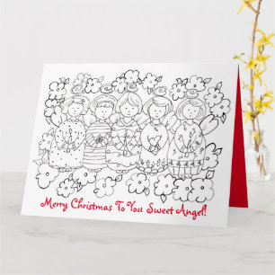 God jul Sweet Angel Coloring Bok Kort