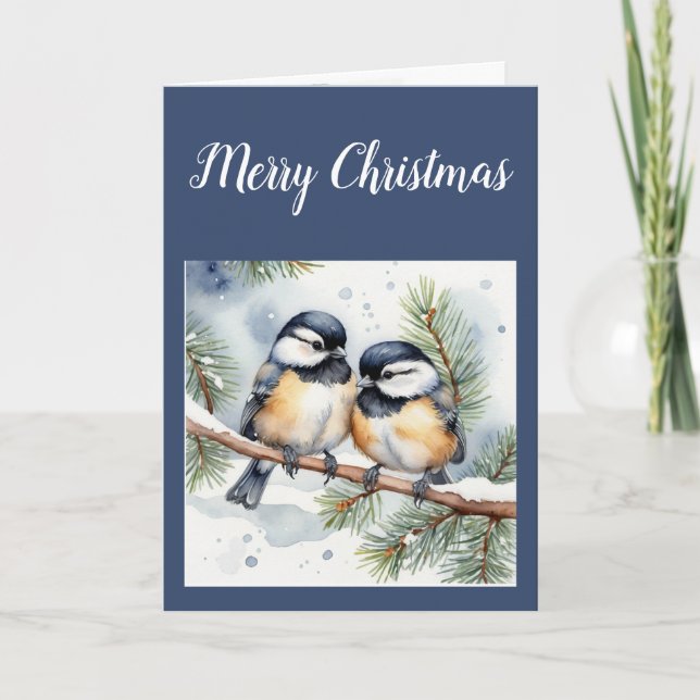 God jul Swehoney Cute Chickadee Birds Helgkort (Framsida)