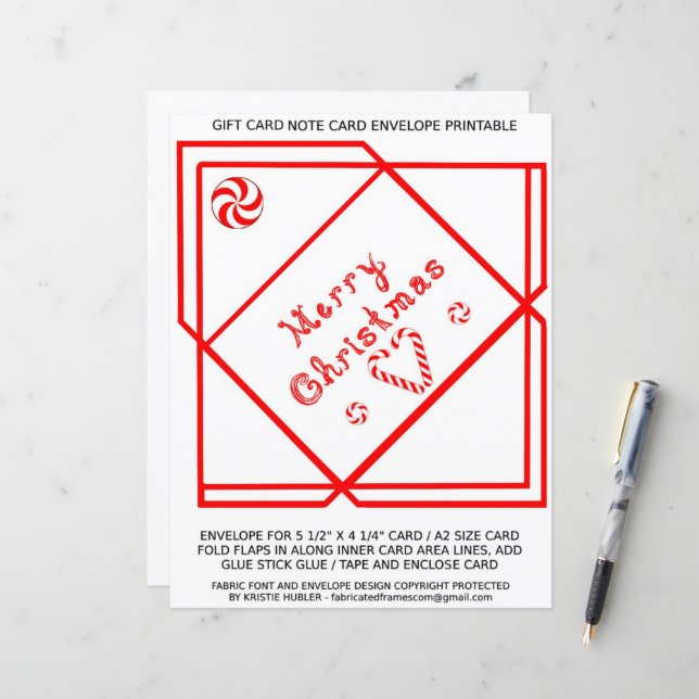God Jul Swirl Presentkort A2 Kuvert papper (Fram/Back In Situ)
