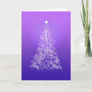 God jul - Swirl Träd Lila Helgkort