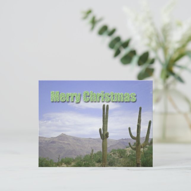 God jul sydvästra landskapet med Saguaros Helg Vykort (Stående Fram)