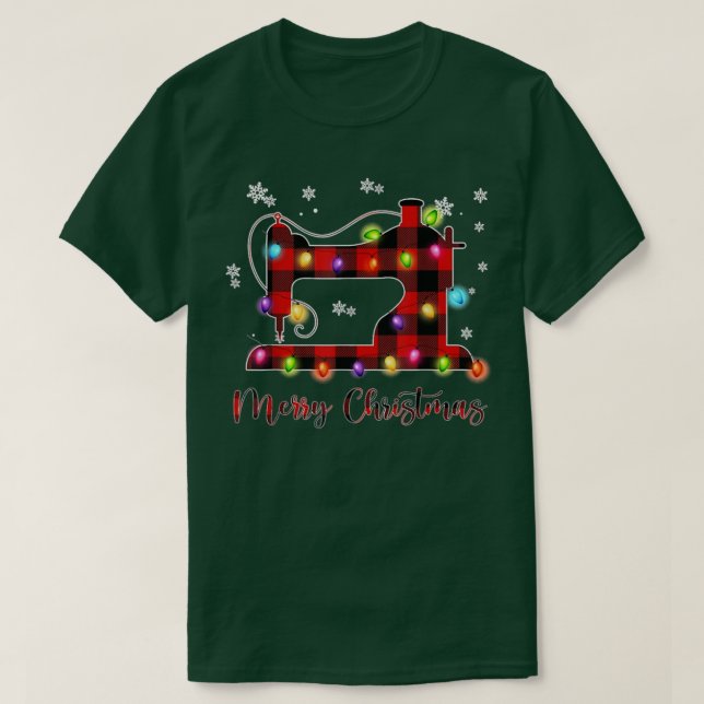 God jul Syning Maskin Julafton Light Träd Red T Shirt (Design framsida)