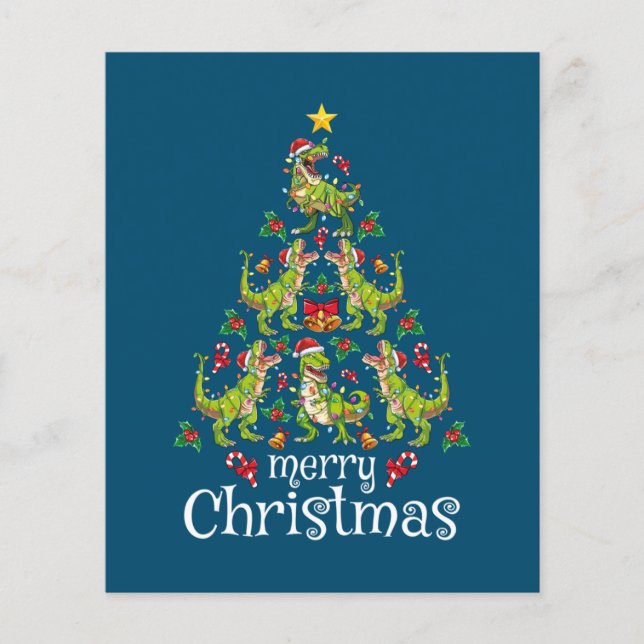 God jul T Rex Boys Kids Julgran Rex Flygblad (Framsidan)