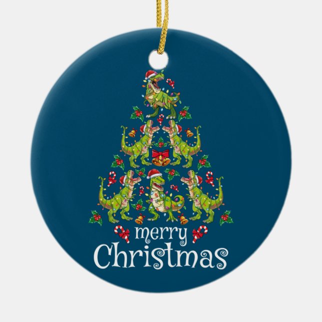 God jul T Rex Boys Kids Julgran Rex Julgransprydnad Keramik (Framsidan)