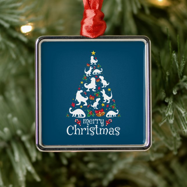 God jul T Rex Kids Boys Funny jul Julgransprydnad Metall (Träd)