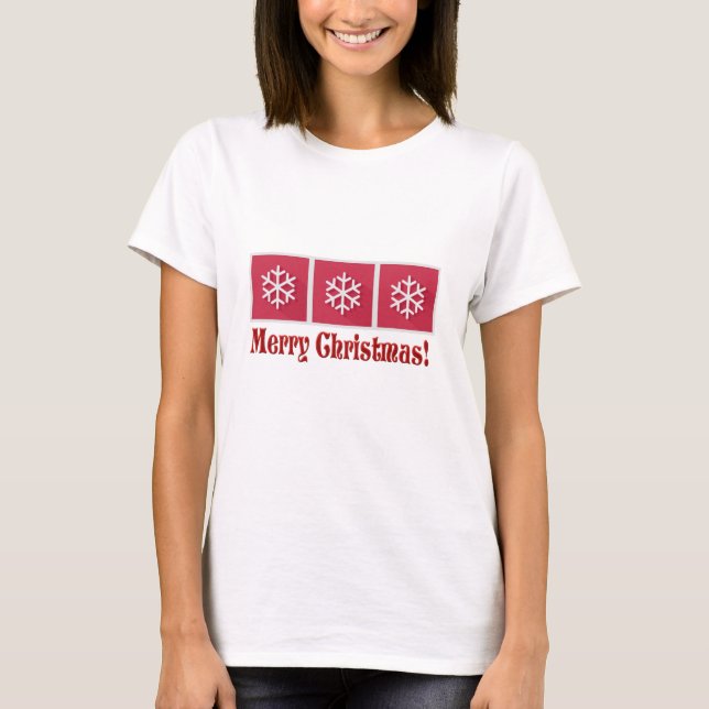 God jul T-Shirt - 3 Snöflingor (Framsida)
