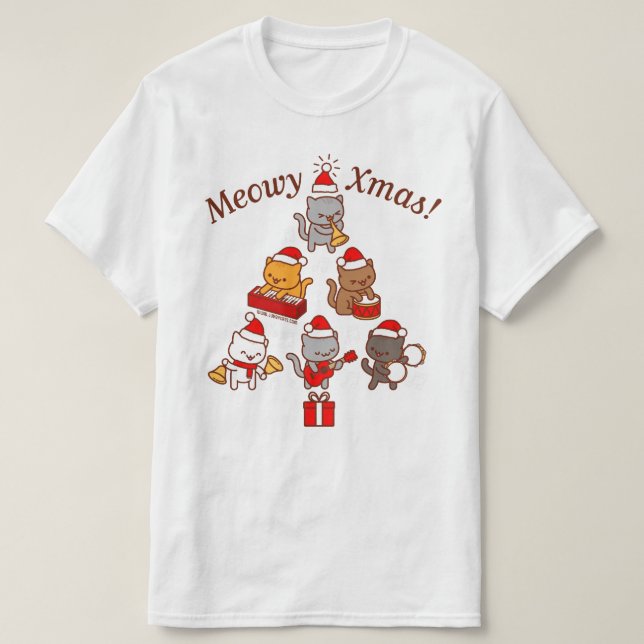 God jul T-Shirt: Cat Carolers Band T Shirt (Design framsida)