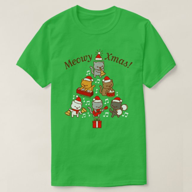 God jul T-Shirt: Cat Carolers Band T-Shirt (Design framsida)