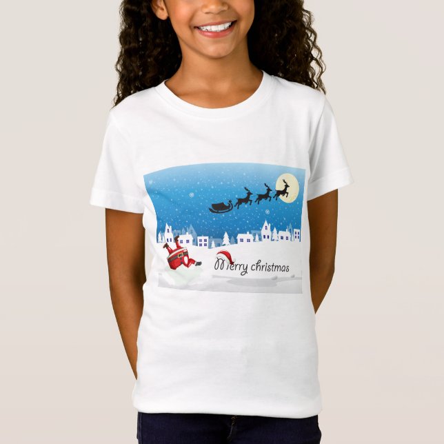 god jul t-shirt för flickor (Framsida)