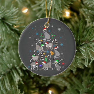 God jul T-shirt Lemur Julgran Julafton Julgransprydnad Keramik