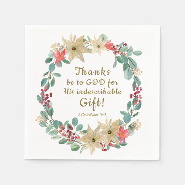 God jul, tack till Gud Bible Verse Pappersservett (Framsidan)