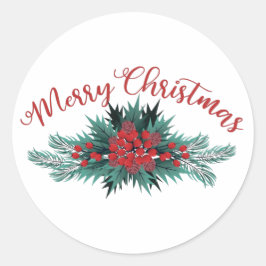 God Jul Tallgren Holly Bär Poinsettia Runt Klistermärke