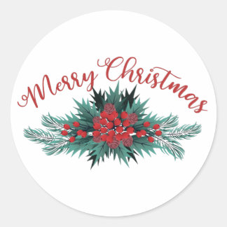 God Jul Tallgren Tolycka Julbär Poinsettia Runt Klistermärke