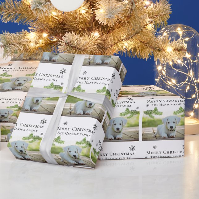 God Jul Tallvalp Valp Hund Pet Foto Presentpapper (Helgdagar)