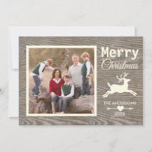 God jul Tan Rustic Wood Family Photo