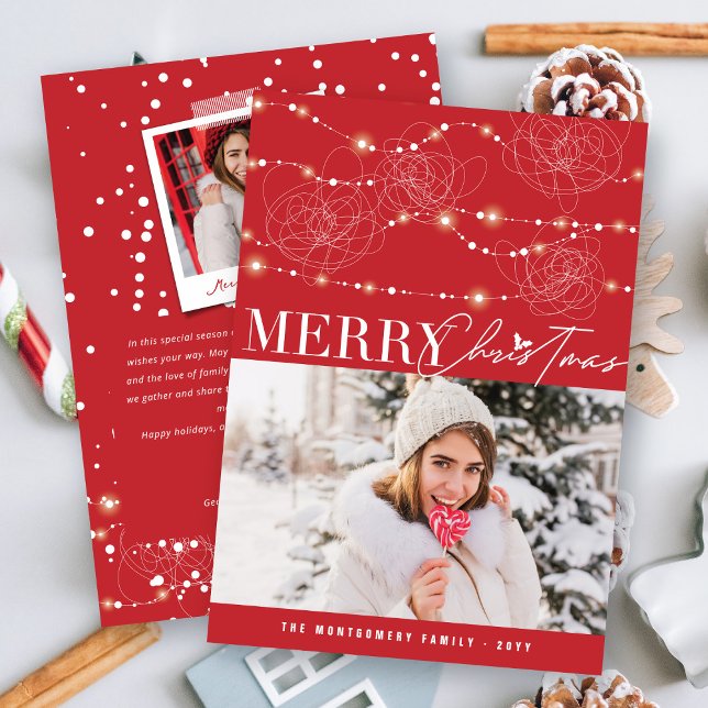 God jul Tangled & Messy Fairy Ljus Photo Julkort (Skapare uppladdad)