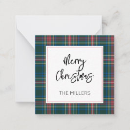 God Jul Tartan Rutig Klassisk Present Anteckningskort