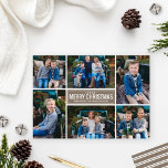 God jul Taupe Grått Photo Collage Julkort<br><div class="desc">Modern God jul Grönt Photo Collage Helgdag Card. Ett enkelt och modernt julkort i stil har sex (6) foton,  en anpassningsbar Julhälsningar och elegant rand på baksidan. Färg: brun taupe/grått och vit</div>