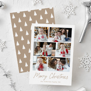 God Jul Taupe Script 6 Foto Collage Julkort