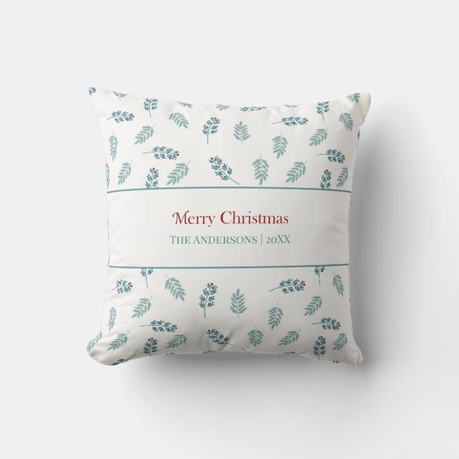’God jul’ Teal Mistletoe Dekorativ kudde (Framsida)